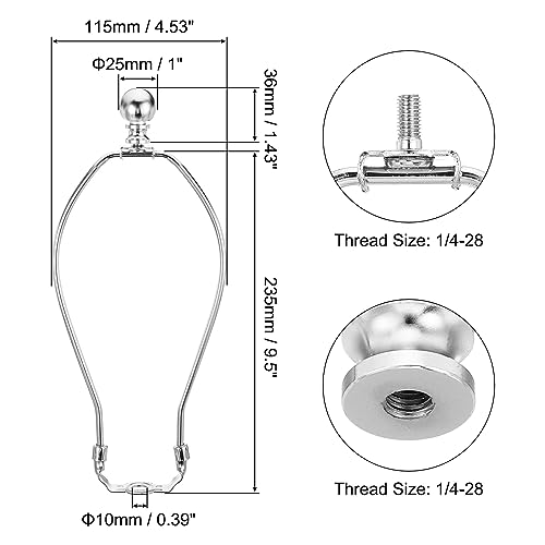PATIKIL 9.5 Inch Lamp Harp Kit with Finial, 2 Set Detachable Shade Bracket Holder, DIY Lighting Accessories for Table Floor Lamps, Chrome by PATIKIL - Image 2