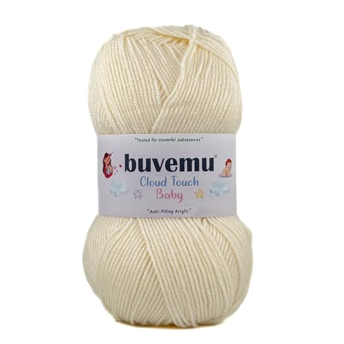 Image of Cloud Touch Baby - DK Weight Soft Anti-Pilling Yarn for Baby Clothes, Blankets & Amigurumi Crochet & Knitting, 90% Acrylic 10% Viscose derived from Bamboo, 3.53 Oz / 262 Yards (Ecru, 1 Pack)