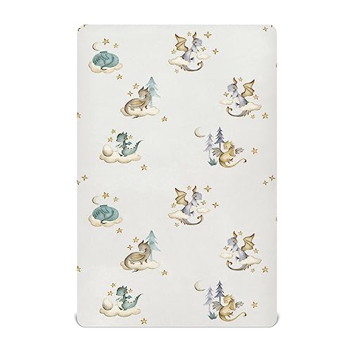 Image of crib sheets for boys Dragon Baby toddler baby girl sheets for crib,neutral mini crib Nursery mattress sheets fitted,crib mattress Soft & Breathable 52 * 28 * 9In