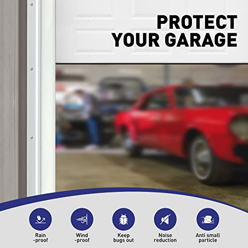 Fosluoc Garage Door Seal Top And Sides 16Ft White Rubber And Aluminum Alloy Soft And Hard Composite Weather Stripping Replacement, Weatherproofing Universal Sealing Professional. #TOP3