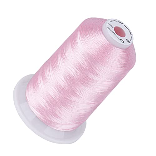 Image of Simthread Embroidery Machine Thread 5000M 40WT Polyester, Salmon Pink 079 | 5000M 40WT polyester thread feeds smoothly for home or commercial embroidery projects.