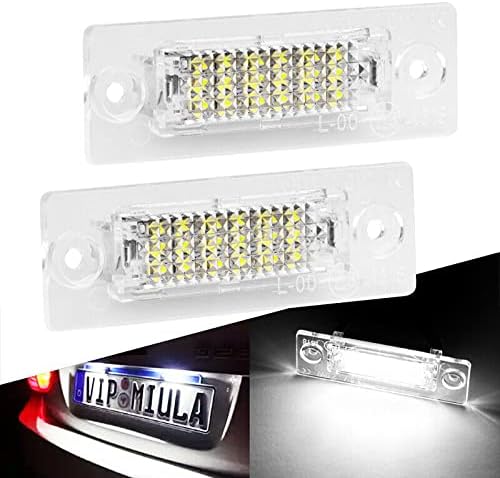Aiyomi License Number Plate Light LED Rear Number Plate Light For VW T5 Caddy Golf Jetta Pa-ss-at Skoda 6000K Xenon White 2Pcs
