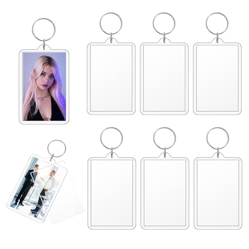 6 Stk Acryl Foto Schlüsselanhänger,Personalisierte Bilderrahmen Schlüsselanhänger,FotoSchlüsselanhänger,Geschenk Freundin oder Geschenk für Freund,Abschlussgeschenke,Weihnachtsgeschenke(Fotos 70x45mm)