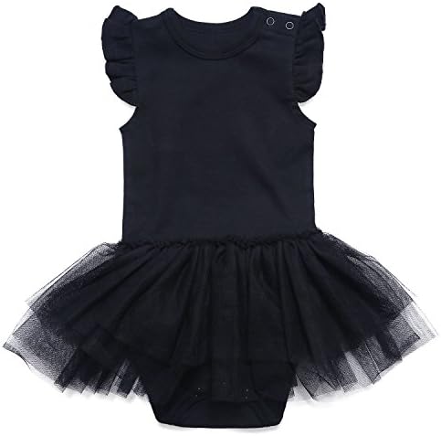 ROMPERINBOX Romeprinbox Baby Girls Solid Little Black Dress Bodysuit (0-3 Months)
