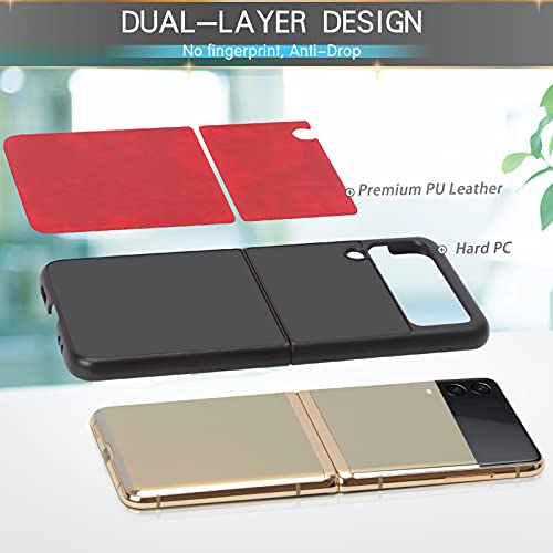 FYY Capa para Samsung Galaxy Z Flip 3 5G, capa de telefone rígida de couro PU ultra fina antiqueda c
