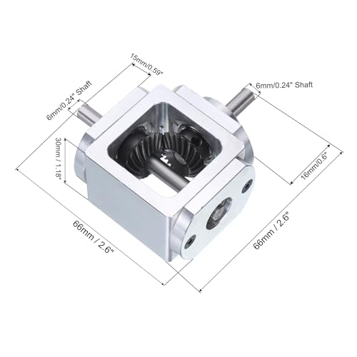 Image of uxcell Gear Box 90 Degree Right Angle Bevel Gearbox 1:1 Single Output Shaft 1 Module 20 Teeth Bevel Gear Aluminum Frame Simple Mechanical DIY Module with 6mm Shaft