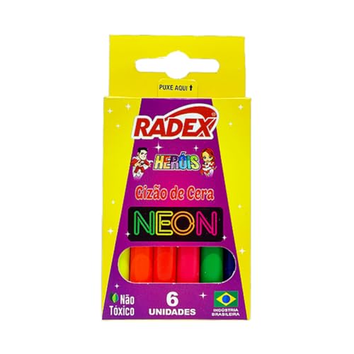 Giz de Cera Infantil 6 Unidades Radex Tons Neon