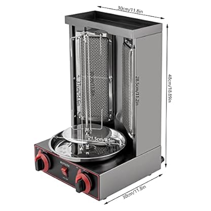 Edelstahl DöNergrill Rotisserie Gyrosgrill Tischgrill Gas Kebab Machine FüR HäHnchen Truthahn Tacos Kebap Vertikal Maschine HäHnchengrill Kebabgrill Gyros GeräT FleischbräTer Grill DöNerspieß 3000W – Bild 3