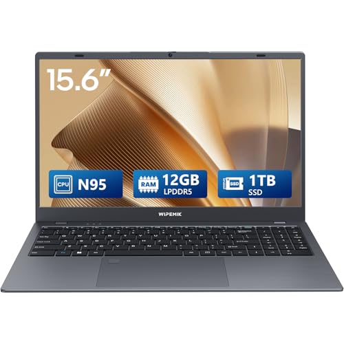 WIPEMIK Laptop Computer, 12GB LPDDR5 RAM Laptop 1TB SSD, Quad-Core N95, 15.6 Inch 1080P IPS Display...