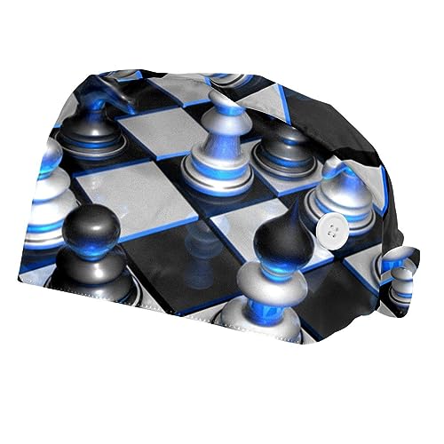 Casquettes de travail avec bandeau de sudation chapeaux ajustables bleus échecs VERED 2PCS