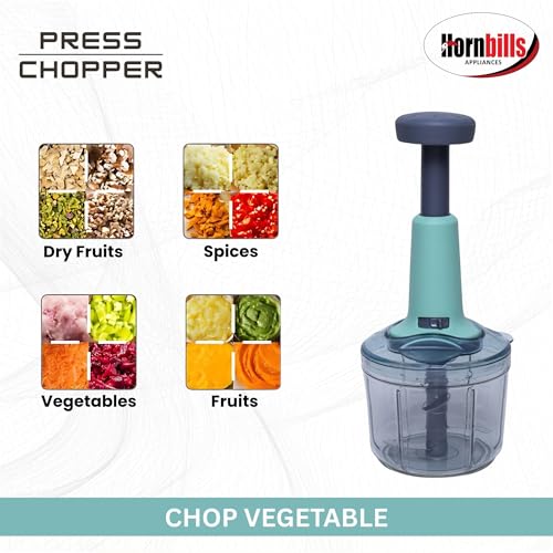 Image of HORNBILLS Push Chopper with 4 Blades 1000 ML Handy & Compact Chopper
