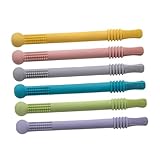 TOBBOMEY 6 Stück Teiliges Beißröhrchen aus Weichem Silikon Hohl für Sicheres Zahnen Beruhigt Zahnfleisch und Fördert Mundmotorik Farbenfrohes Kauspielzeug für Neugeborene und Kleinkinder