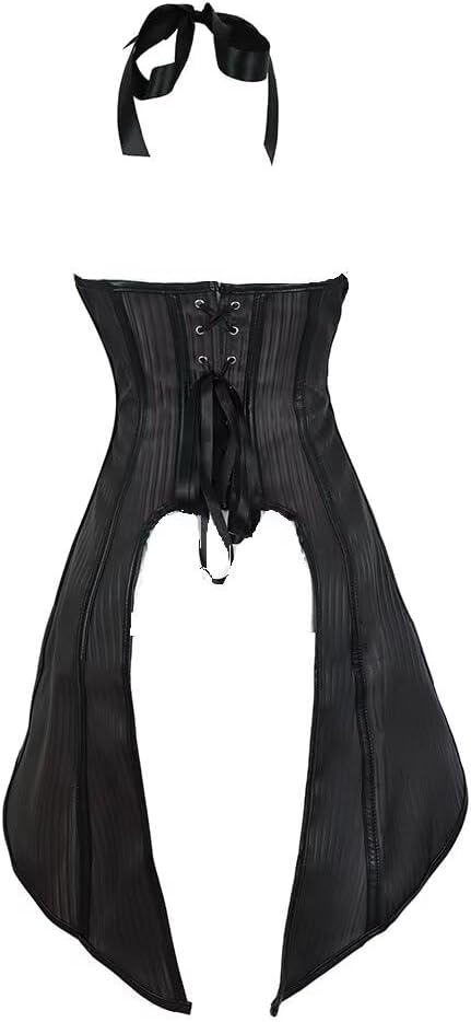Pirate Costume Adult Renaissance Vest Underbust Corset Long Top 2 Set Women Tailcoat Outfits Gothic Halloween Black XXS