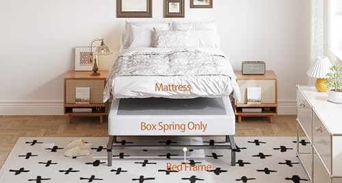 POOUPHV Box Spring Queen 5 inch Low Profile Profile Heavy Duty Metal Mattress Foundation Max Weight Capacity Strong Steel Structure Quiet Simple Assembly No Noise Easy to Clean Box Spring Only