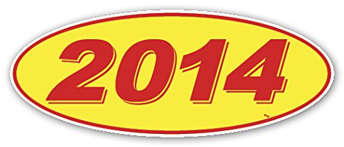Image of CADS Oval Model Year Window Stickers (Red Numbers on Yellow) (12 Per Pack) (2014)