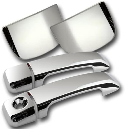 Mirror Chrome Adhesive ABS Door Handle Cover Cap 6 Pieces Compatible with 2007-2017 Toyota Tundra 2DR Double Cab Only, 2008 2009 2010 2011 2012 2013 2014 2015 2016