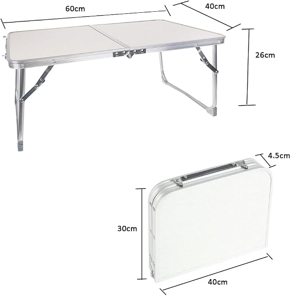 Camping Table, Folding Aluminium Table, Small Lightweight Foldable Table for Outdoor, Indoor, Picnic, Cooking, Beach, Fishing, Garden, BBQ