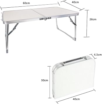 Camping Table, Folding Aluminium Table, Small Lightweight Foldable Table for Outdoor, Indoor, Picnic, Cooking, Beach, Fishing, Garden, BBQ