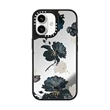 CASETiFY ミラー MagSafe対応 iPhone 16 ケース [反射性 / 1.5mからの落下試験をクリア (MIL規格1倍相当) / ワイヤレス充電およびMagsafe対応] - White And Black Floral - シルバー (ブラックバンパー)