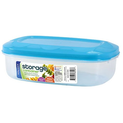 Easy Pack Rectangle Plastic Storage Container with Vented Lid, 1-Liter