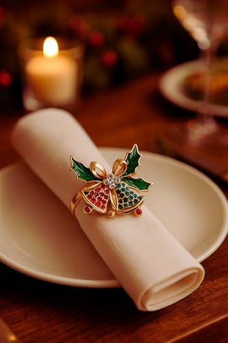 Weihnachten Serviettenringe mit Glocken und Schleife – Festliche...