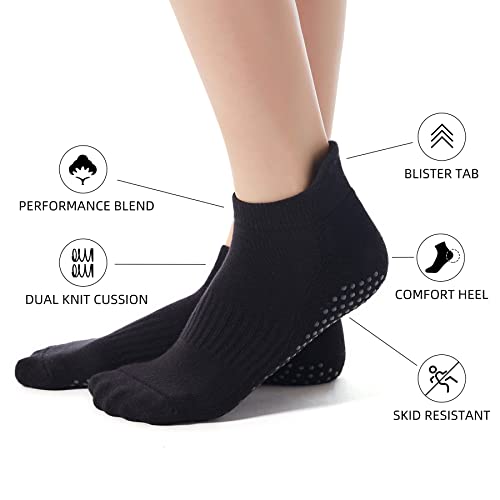 Zando Women's Soft Grip Socks Hospital Socks With Grips Cozy Non Slip Socks Cute Athletic Socks No Skid Running Socks Anti Slip Pilates Socks Sticky Socks Grippy Socks 1/Black One Size #TOP4