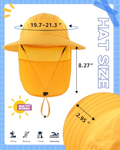 Image of Home Prefer UPF 50+ Boys Sun Hat with Neck Flap Wide Brim Summer Beach Bucket Hat for Boys Girls Toddler Kids Safari Hat