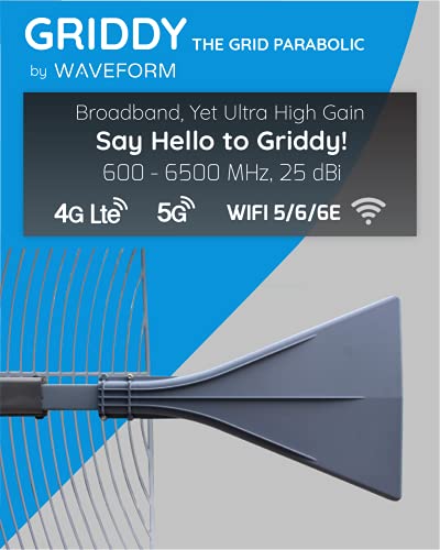 Waveform Griddy: Grid Parabolic Antenna Kit For 4G Lte, 5G Nr, And Wifi | 40 Km Range | +26 Dbi | Works W/Cell Boosters, Modems, Routers, And Gateways | Kit W/ 30 Ft Rs400 Cable & Ts9 & Sma Adapters #TOP1