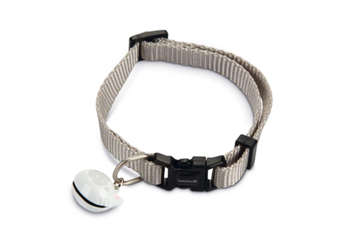 Açık Gri Zilli Kedi Boyun Tasması 20-30 cm