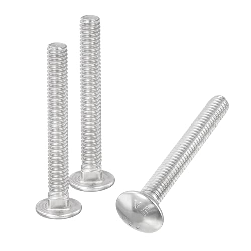 Image of uxcell 5 /16-18x2-1 /2 Carriage Bolt, 50pcs Round Head Square Neck Screws, 304 Stainless Steel, Fully Threaded, Silver