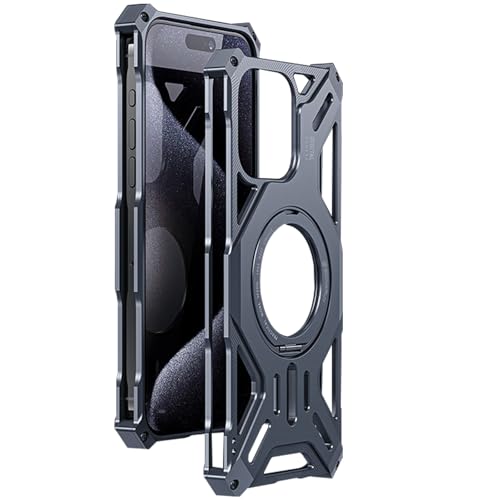 yX^h@\EMagsafeΉziPhone 16/16 Pro/16 Pro MaxpP[XAϏՌ~^[O[hA~A360°]X^hAyʕM݌v,Gray,16 Pro Max