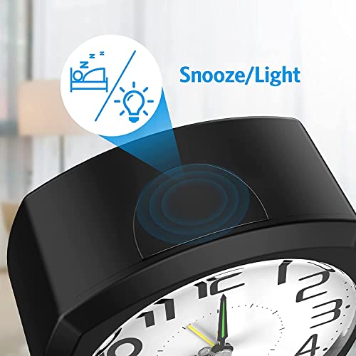 image for AMIR Analog Alarm Clock Battery Operated, Newest Silent Non Ticking Sm