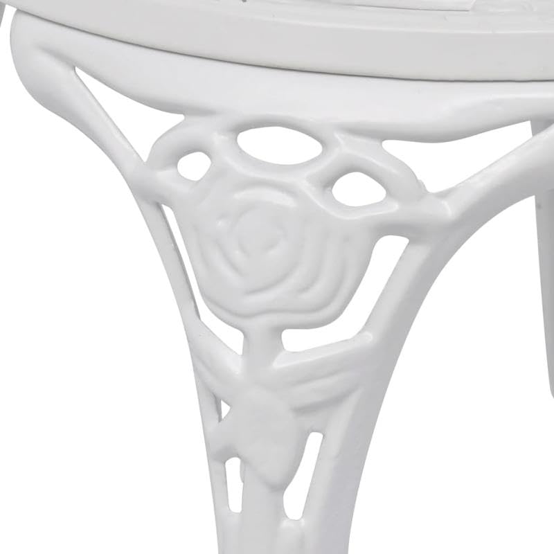 Eleganz Juego de 2 sillas de bistró de aluminio fundido y hierro fundido, sillas de jardín blancas para terraza y balcón, resistentes a la intemperie y duraderas, cómodos asientos para exteriores