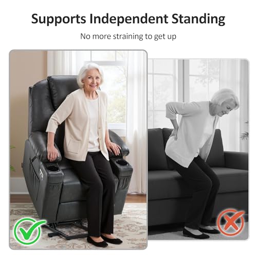 Image of MCombo Small Power Lift Recliner Chair for Elderly, Heat and Massage 7141