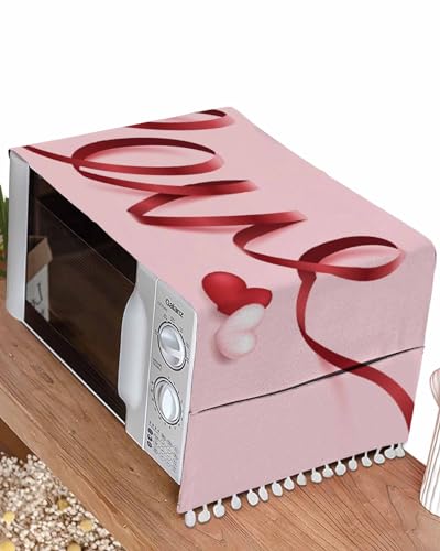 Pink Love Valentines Dust Proof Covers, Magnetic Washer Dryer Fridge Top Dust Mat, Red Pink Love Heart Waterproof Rectangular Coffee Table Cover for Living Room 21"x51"