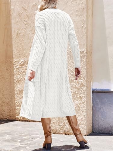 Saodimallsu Womens Open Front Long Cardigan Oversized Long Sleeve Loose Cable Knit Chunky Fall Sweater Coat with Pockets4