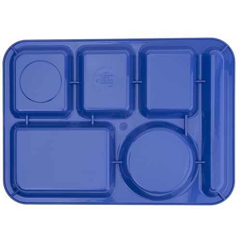 Plateau repas 4 compartiments bleu paon plastique rigide et lavable pour self-service - 5