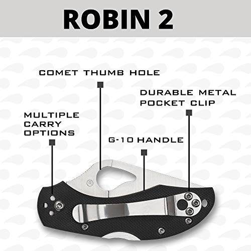 Spyderco Robin 2 Folding Pocket Knife with 2.4" 8Cr13MoV Steel Blade and FRN Handle - EDC Knife for Men and Women, Perfect for Hunting, Tactical, Camping, Survival, Hiking - PlainEdge - BY10PBK2 - Image 4
