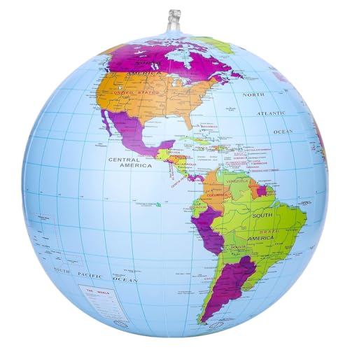 WeddHuis 1 Globo Gonfiabile Globe PVC da Mondo Terra Gonfiabile Globo Pallone da Spiaggia per Giocare in Spiaggia o Insegnare Mappamondo Gonfiabile in Inglese per Regalo Festa del Giorno dei Bambini