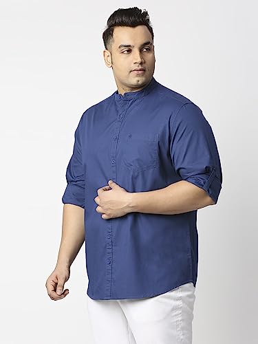 Image of Thomas Scott Mens | Full Sleeve | Solid Plain Color | Regular Fit | Plus Size | 100% Cotton | Mandarin Collar | Casual | Shirt