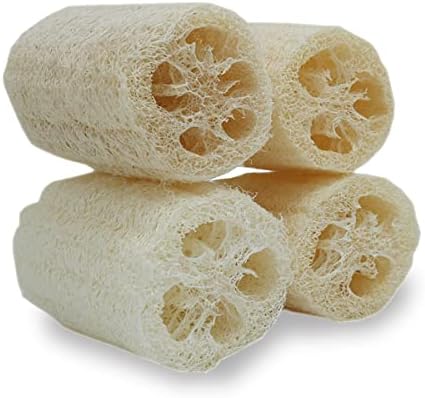 4" Natural Loofah Exfoliating Body Sponge Scrubber for Skin Care in Bath Spa Shower Pack of 4
