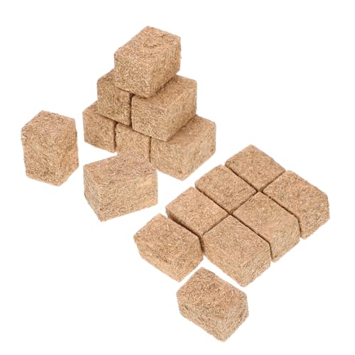LOGOFUN 16pcs Mini Hay Bales Miniature Hayrick Mini Haystack Decoration Miniature Hay Blocks for Dollhouse Autumn Harvest Table Craft Display (Square) 1.18X0.79X0.79in