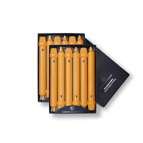 Image of Colonial Candle Unscented Taper Candle, Classic Collection, Caramel, 8 in, Pack of 12 - Up to 6 Hours Burn