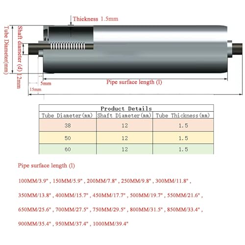 Rouleau de convoyeur robuste en acier galvanisé de 38mm pour guidage de charges et menuiserie - 3