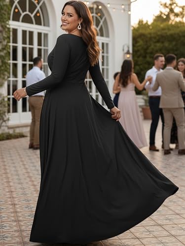 Image of KOH KOH Womens Long Sleeve Flowy Modest Elegant Evening Maxi Dress Gown