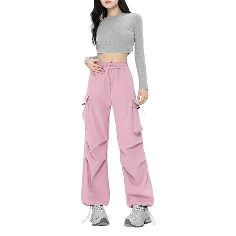 Pantalon cargo taille haute femme ample pour un style streetwear quotidien et décontracté