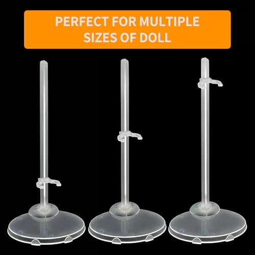 Image of 12-Pack Adjustable Doll Stands for 8-12 Inch Dolls, Clear Plastic, Hobby Figure Display Stands