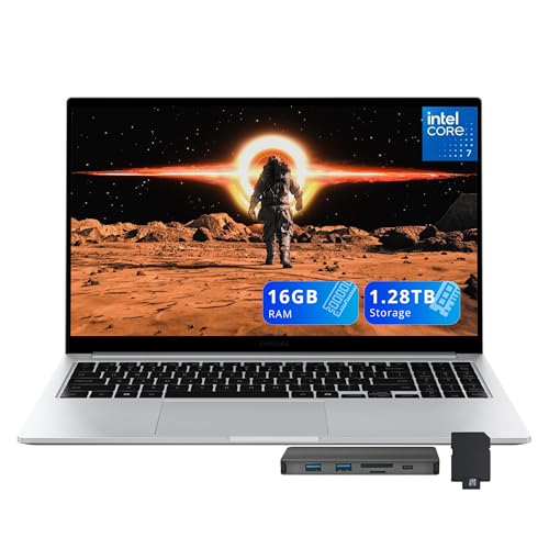 Samsung Galaxy Book4 15.6�C���` FHD �r�W�l�X�m�[�g�p�\�R���AIntel 7 150U�A16GB LPDDR4X�A1.28TB�X�g���[�W (1TB SSD+288GB�h�b�L���O�X�e�[�V�����Z�b�g)�A�o�b�N���C�g�L�[�{�[�h�ACop