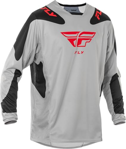 Fly Racing Men's Kinetic Sym Jersey (Light Grey/Red/Black, X-Large)
