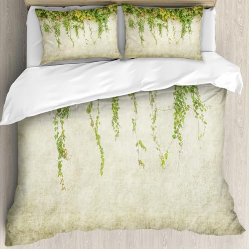 Ensemble de literie 100% microfibres de haute qualité lierre vert style vintage 228x264cm - 4